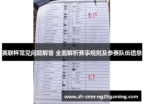 英联杯常见问题解答 全面解析赛事规则及参赛队伍信息